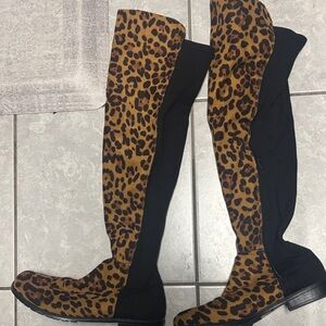 Leopard Print Over-the-Knee Boots